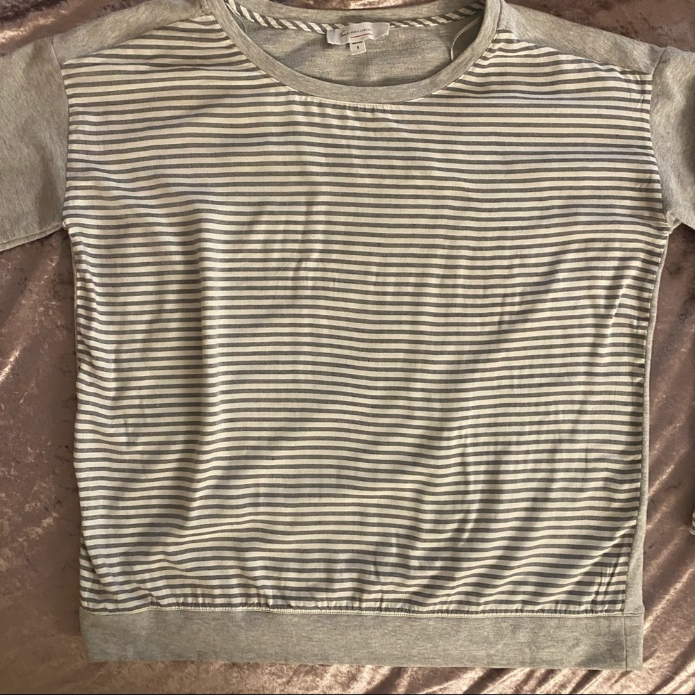 Vince Camino Grey Striped Pullover Sweatshirt